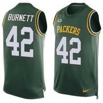 Nike Green Bay Packers -42 Morgan Burnett Green Team Color Stitched NFL Limited Tank Top Jersey