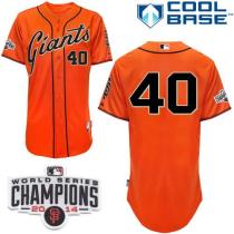 San Francisco Giants #40 Madison Bumgarner Orange Cool Base W 2014 World Series Champions Patch Stit