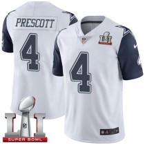 Nike Cowboys -4 Dak Prescott White Stitched NFL Super Bowl LI 51 Limited Rush Jersey