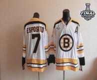 CCM Throwback Boston Bruins Stanley Cup Finals Patch -7 Phil Esposito White Stitched NHL Jersey