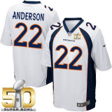 Nike Denver Broncos #22 C J  Anderson White Super Bowl 50 Youth Stitched NFL New Elite Jersey