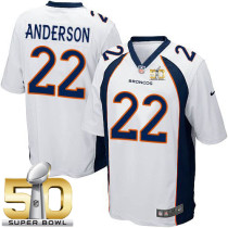 Nike Denver Broncos #22 C.J  Anderson White Super Bowl 50 Youth Stitched NFL New Elite Jersey