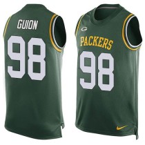 Nike Green Bay Packers -98 Letroy Guion Green Team Color Stitched NFL Limited Tank Top Jersey