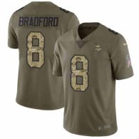 Nike Vikings -8 Sam Bradford Olive Camo Stitched NFL Limited 2017 Salute To Service Jersey