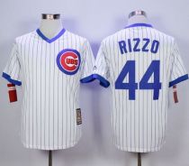 Chicago Cubs -44 Anthony Rizzo White Strip Home Cooperstown Stitched MLB Jersey