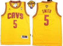 Revolution 30 Cleveland Cavaliers -5 JR Smith Yellow The Finals Patch Stitched NBA Jersey