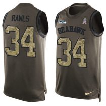 Nike Seahawks -34 Thomas Rawls Green Stitched NFL Limited Salute To Service Tank Top Jersey