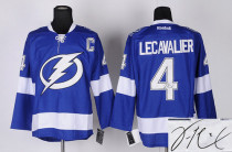 Autographed Tampa Bay Lightning -4 Vincent Lecavalier Blue New Home Stitched NHL Jersey