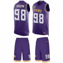 Vikings #98 Linval Joseph Purple Team Color Stitched NFL Limited Tank Top Suit Jersey