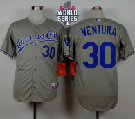 Kansas City Royals -30 Yordano Ventura Grey Road Cool Base W 2015 World Series Patch Stitched MLB Je