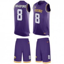 Vikings #8 Sam Bradford Purple Team Color Stitched NFL Limited Tank Top Suit Jersey