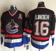 Vancouver Canucks -16 Trevor Linden Black Blue CCM Throwback Stitched NHL Jersey