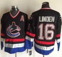 Vancouver Canucks -16 Trevor Linden Black Blue CCM Throwback Stitched NHL Jersey