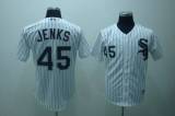 Chicago White Sox -45 Bobby Jenks Stitched White Black Strip MLB Jersey