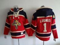 Florida Panthers -1 Roberto Luongo Red Sawyer Hooded Sweatshirt Stitched NHL Jersey