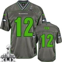 Nike Seattle Seahawks #12 Fan Grey Super Bowl XLIX Men‘s Stitched NFL Elite Vapor Jersey