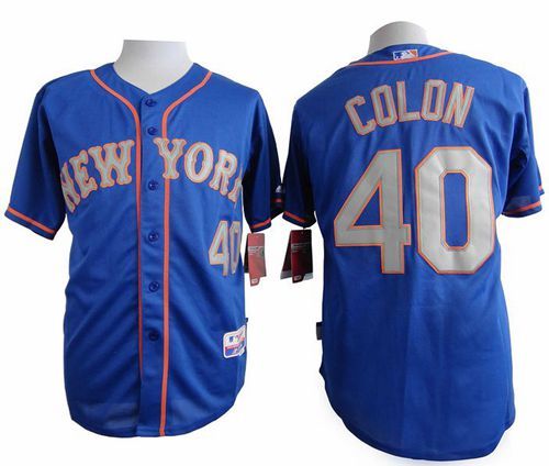 New York Mets -40 Bartolo Colon Blue Grey NO  Alternate Road Cool Base Stitched MLB Jersey