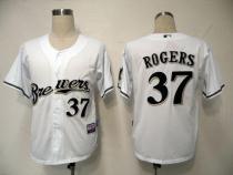 Milwaukee Brewers -37 Mark Rogers White Cool Base Stitched MLB Jersey
