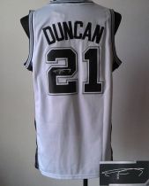 Revolution 30 Autographed San Antonio Spurs -21 Tim Duncan White Stitched NBA Jersey
