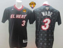 Miami Heat -3 Dwyane Wade Black New Latin Nights Finals Patch Stitched NBA Jersey