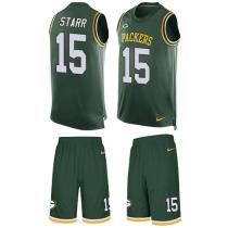 Packers -15 Bart Starr Green Team Color Stitched NFL Limited Tank Top Suit Jersey