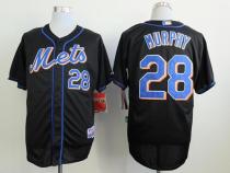 New York Mets -28 Daniel Murphy Black Cool Base Stitched MLB Jersey