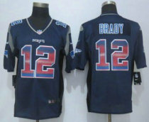 2015 New Nike New England Patriots -12 Tom Brady Pro Line Navy Blue Fashion Strobe Jersey