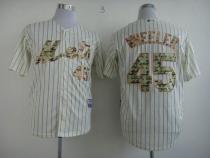 New York Mets -45 Zack Wheeler Cream Blue Strip  USMC Cool Base Stitched MLB Jersey