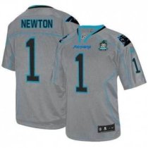 Nike Panthers -1 Cam Newton Lights Out Grey With 20TH Season Patch Stitched Jersey