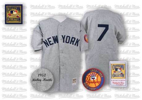 Mitchell And Ness 1952 New York Yankees -7 Mickey Mantle Grey Stitched MLB Jersey