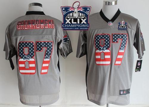 Nike New England Patriots -87 Rob Gronkowski Grey Super Bowl XLIX Champions Patch Mens Stitched NFL