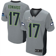 Seattle Seahawks Super Bowl XLVIII #17 Men‘s Braylon Edwards Elite Grey Shadow Jersey
