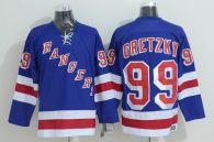 New York Rangers -99 Wayne Gretzky Stitched Blue CCM Throwback NHL Jersey