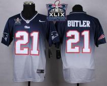 Nike New England Patriots -21 Malcolm Butler Navy Blue Grey Super Bowl XLIX Champions Patch Mens Sti
