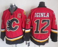 Calgary Flames -12 Jarome Iginla Red Black CCM Throwback Stitched NHL Jersey
