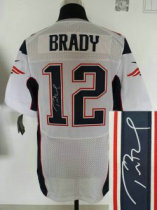 NEW NFL New England Patriots 12 Tom Brady White Signed Jerseys-Elite