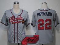 Atlanta Braves #22 Jason Heyward Grey Cool Base Autographed Stitched MLB Jersey