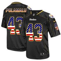 Nike Pittsburgh Steelers #43 Troy Polamalu Black Men's Stitched NFL Elite USA Flag Fashion Jersey