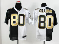 NEW NFL New Orleans Saints 80 Jimmy Graham Black-White Jerseys(Split Elite)