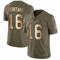 Nike 49ers -16 Joe Montana Olive Gold Stitched NFL Limited 2017 Salute To Service Jersey