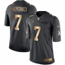 Nike 49ers -7 Colin Kaepernick Black Stitched NFL Limited Gold Salute To Service Jersey