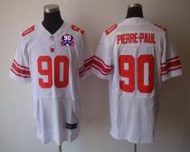 Nike New York Giants #90 Jason Pierre-Paul White With 1925-2014 Season Patch Men's Stitched NFL Elit