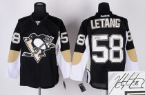 Autographed Pittsburgh Penguins -58 Kris Letang Black Stitched NHL Jersey