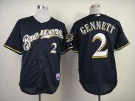 Milwaukee Brewers -2 Scooter Gennett Navy Blue Alternate Cool Base Stitched MLB Jersey
