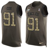 Nike Eagles -91 Fletcher Cox Green Stitched NFL Limited Salute To Service Tank Top Jersey
