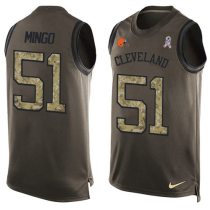 Nike Browns -51 Barkevious Mingo Green Stitched NFL Limited Salute To Service Tank Top Jersey