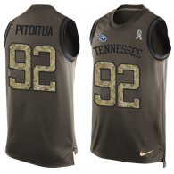 Nike Titans -92 Ropati Pitoitua Green Stitched NFL Limited Salute To Service Tank Top Jersey