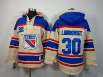 New York Rangers -30 Henrik Lundqvist Cream Sawyer Hooded Sweatshirt Stitched NHL Jersey