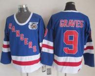 New York Rangers -9 Adam Graves Blue CCM 75TH Stitched NHL Jersey