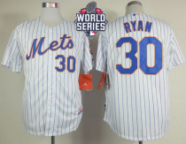 New York Mets -30 Nolan Ryan White Blue Strip  Home Cool Base W 2015 World Series Patch Stitched MLB